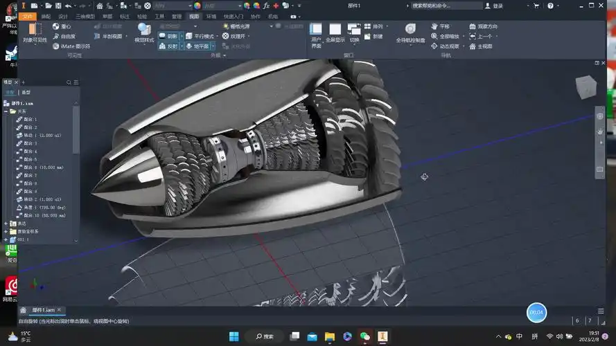 inventor建模,涡轮发动机.