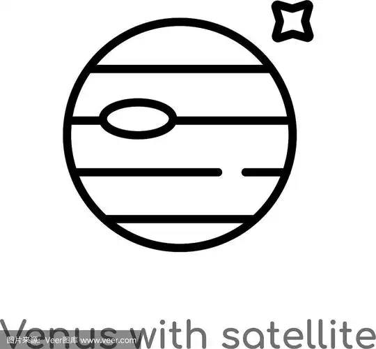 用孤立的黑色卫星图标勾勒金星轮廓