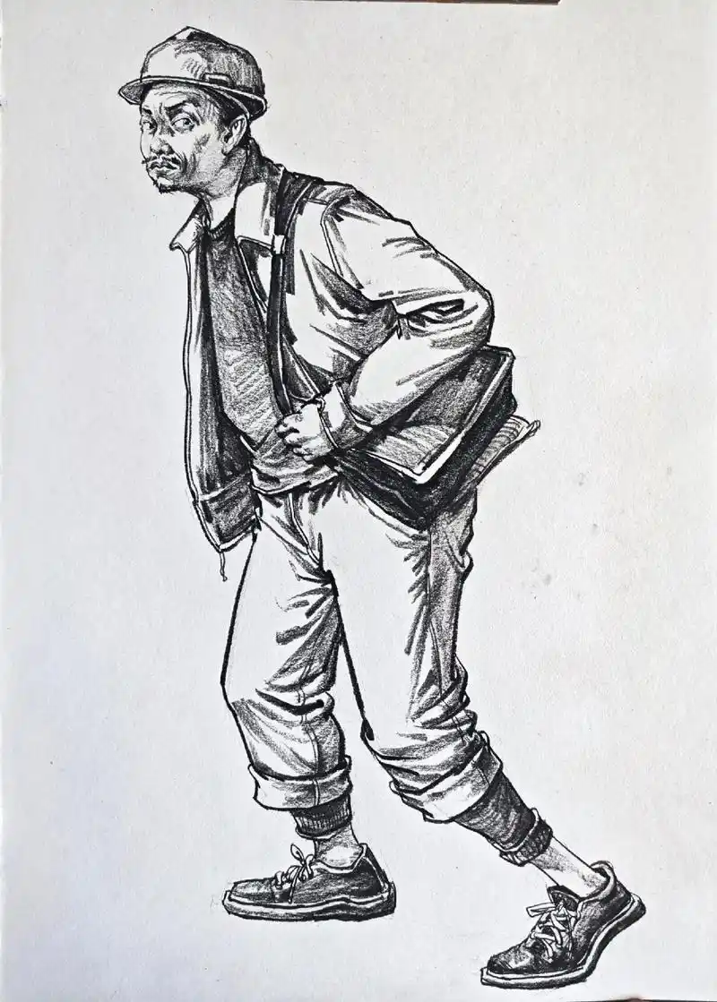 工人.#速写人物 #美术生 #画画 #一起学画画 #彭先生速 - 抖音