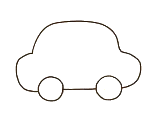 粉色卡通小汽车简笔画