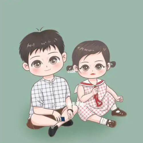 照片转手绘兄妹好可爱