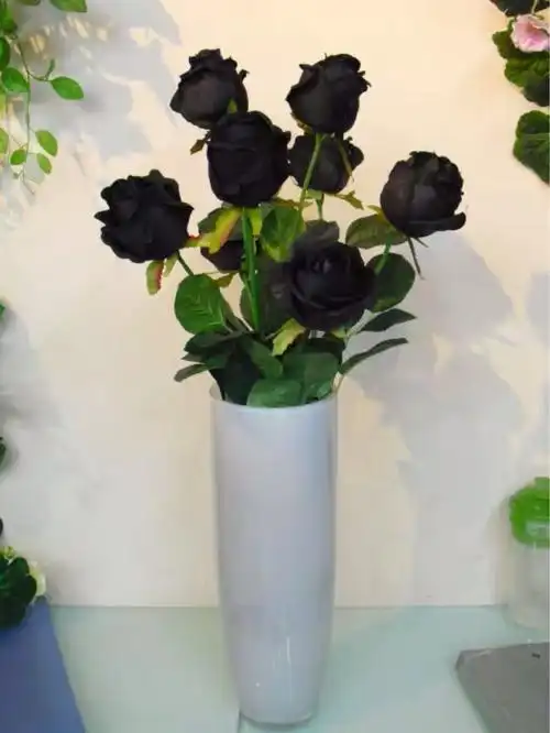 仿真黑色玫瑰花 暗黑系风格写真拍照摄影道具 哥特式玫瑰假花装饰-阿