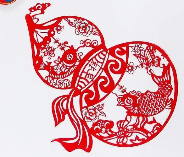 图案春节剪纸葫芦立春迎春接福植绒布葫芦一对大号儿童剪纸葫芦纹样剪