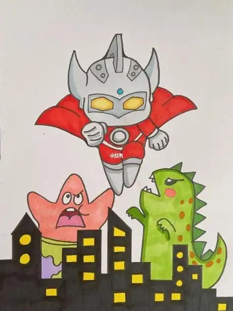 火焰超人打怪兽简笔画
