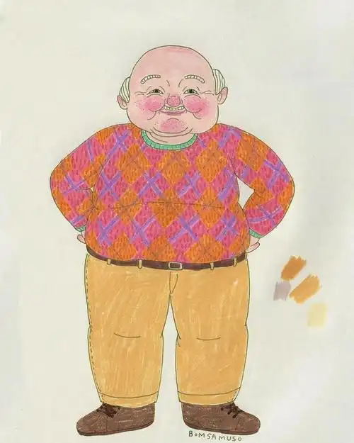 一对恩爱的老夫妻插画︱韩国插画师bomsamuso的作品