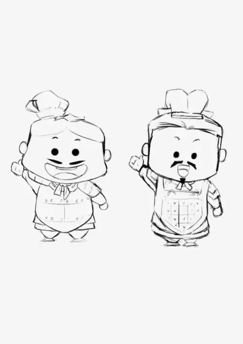 兵马俑跪俑简笔画