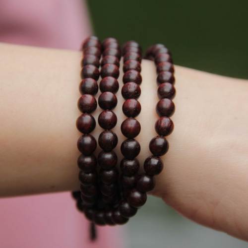 中国沉香文化博物馆小叶紫檀108颗佛珠链 男女款老料高油金星