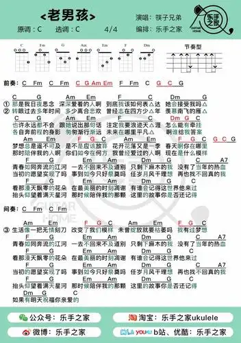 梦想只会越来越珍贵老男孩筷子兄弟乐手之家尤克里里吉他弹唱谱