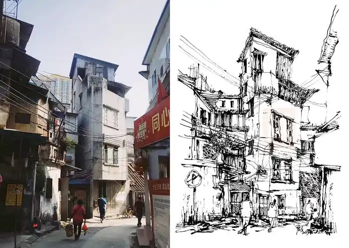 近期画的钢笔速写街景作品