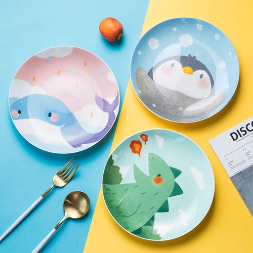 儿童餐盘家用创意菜盘卡通好看的可爱餐具网红陶瓷盘子早餐水果盘