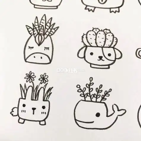 植物简笔画仙人掌植物简笔画步骤图片大全动物和植物儿童简笔画 简笔