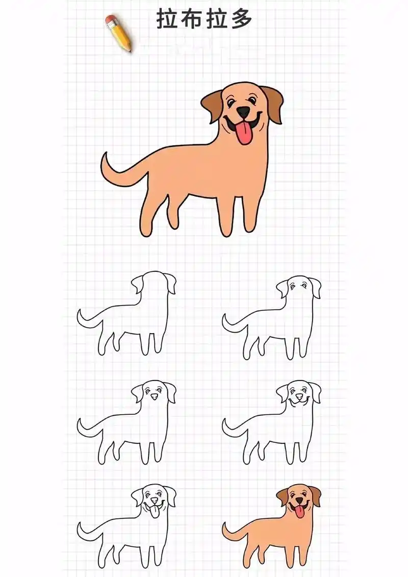 5种超简单狗狗简笔画一赶快收藏起来一起来画一画吧
