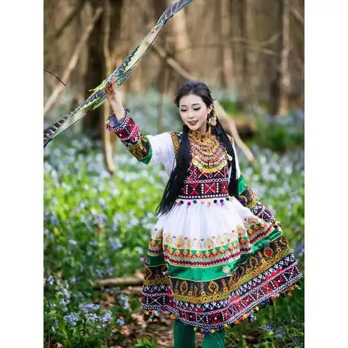 父亲服装头巾阿富汗家庭长袍图片羊皮,服装,壮族服饰图片