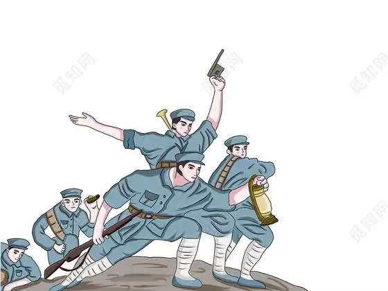 抗日战争胜利日蓝色简约手绘卡通军人人物png素材