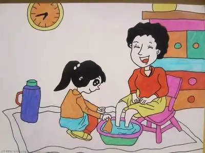 弘扬中华传统美德简笔画关爱洗脚图片帮奶奶洗脚图片简笔画关于孝的