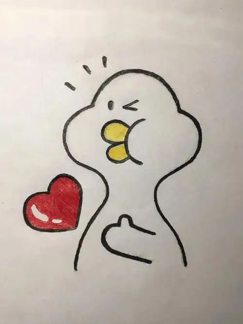 手残党学简笔画附教程今天也要加油鸭