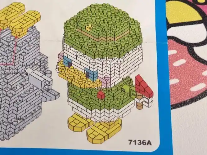 积木图纸分享q萌举旗唐老鸭