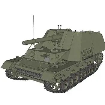 德国sdkfz-165-hummel野蜂自行火炮su模型,野蜂自行火炮草图大师模型