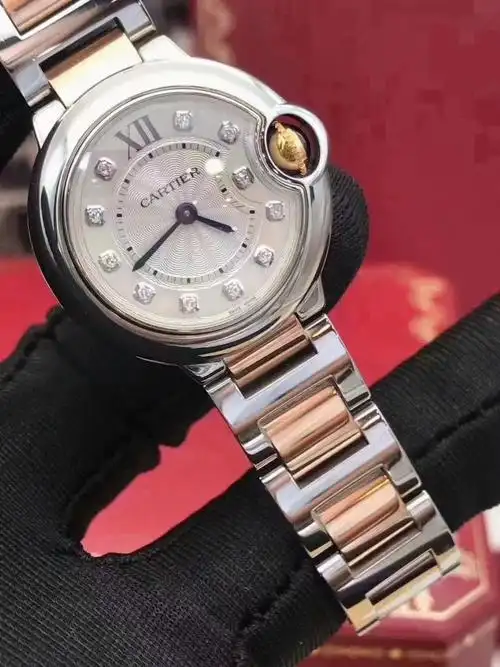 卡地亚蓝气球系列石英女表we902030间玫