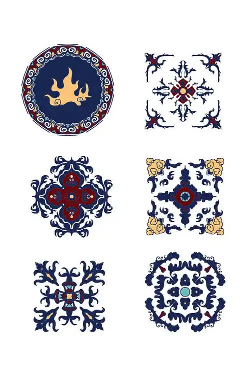 花纹免抠元素素材立即下载蒙古花纹元素装饰图案免扣元素立即下载青