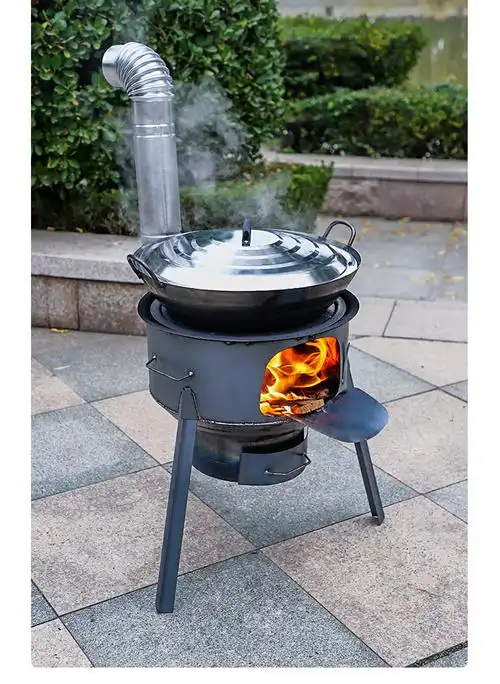 新式柴火灶家用农村烧木柴室内无烟地锅灶户外铁炉子取暖炉柴火炉15厚