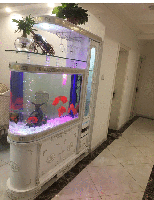 新款鱼缸隔断柜玄关柜鱼缸隔断柜客厅欧式鱼缸酒柜水族箱头玻璃玄关柜