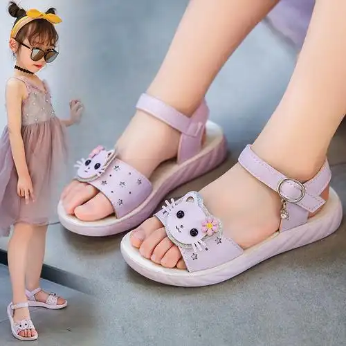 女童凉鞋夏中童2021夏季新款韩版休闲小学生女宝公主中大童小女孩