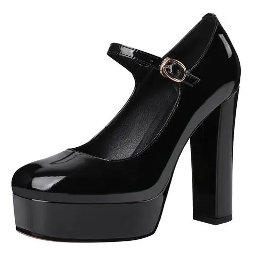 12cm黑色职业高跟鞋2021春款百搭防水台一一字单鞋