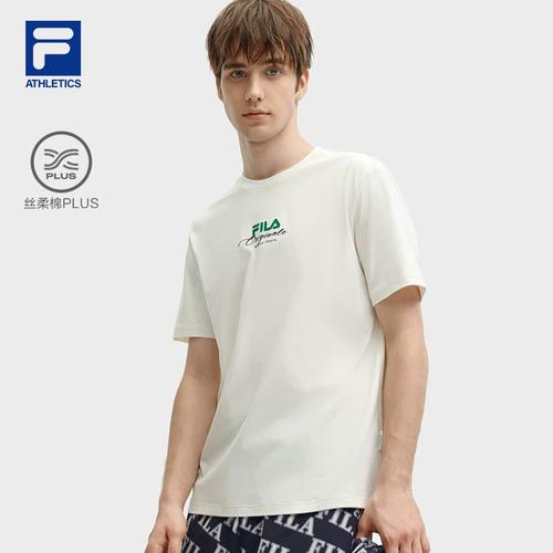 fila 斐乐官方男子针织短袖衫2024春季新款时尚休闲舒适纯棉t恤男