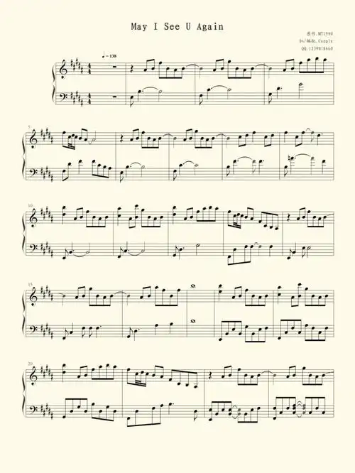 mayiseeyouagain钢琴谱
