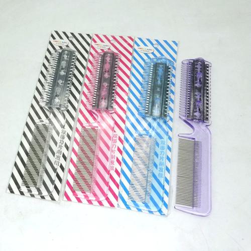 钢齿 双面削发梳子 带刀片的家用老人打薄女士刘海头发分叉修剪器