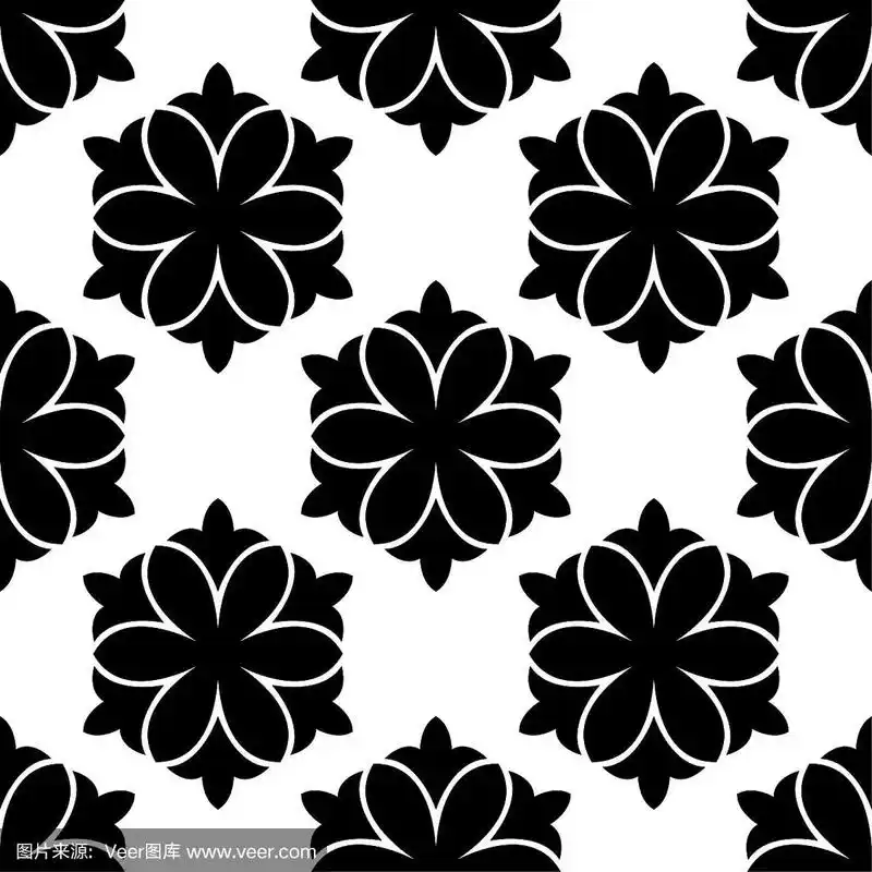 四方连续纹样,黑白图片,绘画插图,贺卡,纺织品