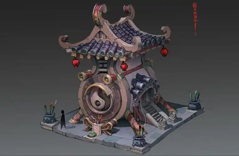 3dmax场景建模,零基础入门级的古风道观场景模型 3d场景制作教程