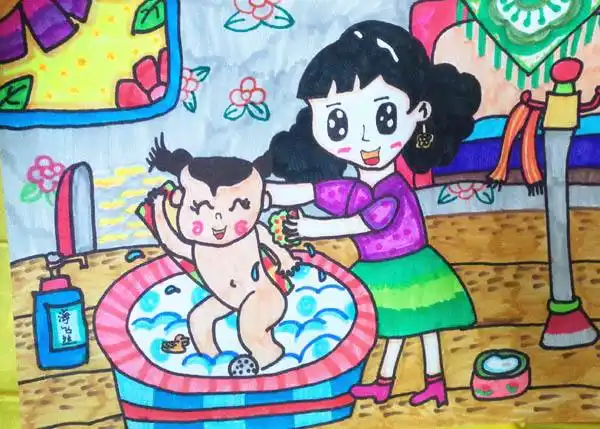 2.尝试根据歌词自己创编动作. 绘画:《我妈妈》   1.