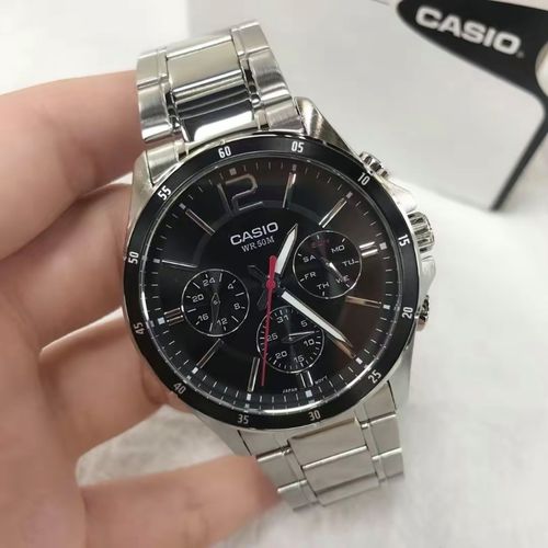 卡西欧casio黑暗之心学生腕表mtp-1374三眼设计简约商务石英手表