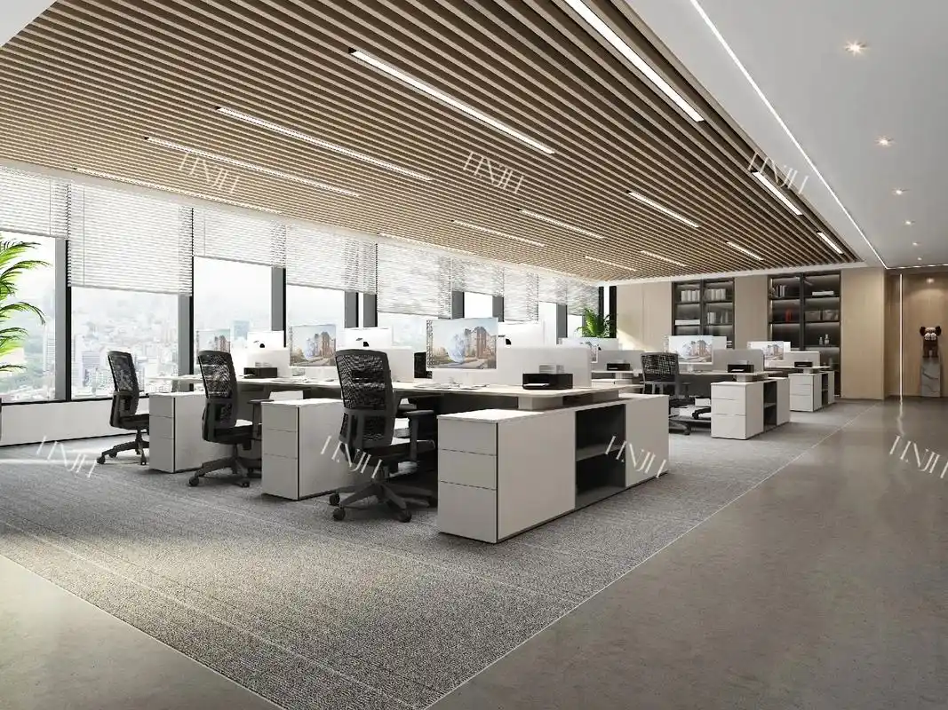 办公室空间设计案例分享.整体设计以简约的白,灰,黑三色作为空 - 抖音