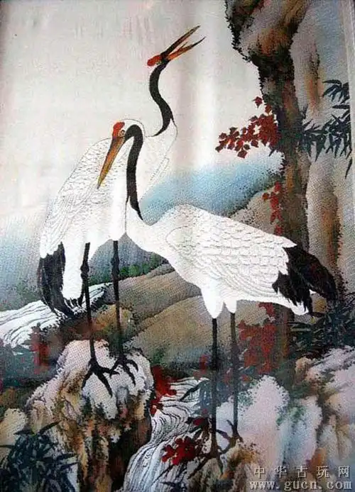 "都锦生"仿明代画家"沈铨"的织锦四条屏