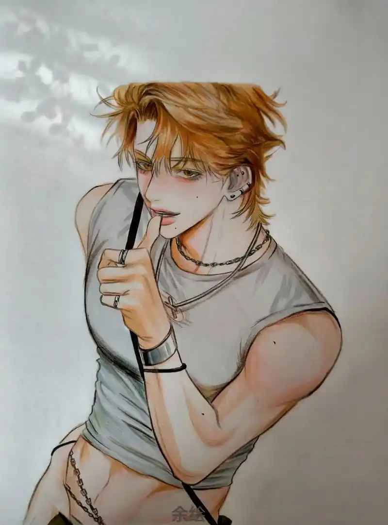 马克笔加彩铅画帅气男生.#马克笔手绘 #动漫人物绘画 #绘画