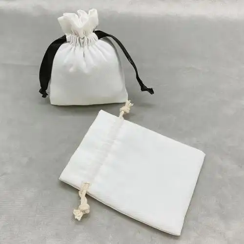厂家定做空白帆布袋饰品包装收纳布袋 文玩锦囊抽绳束口小布袋