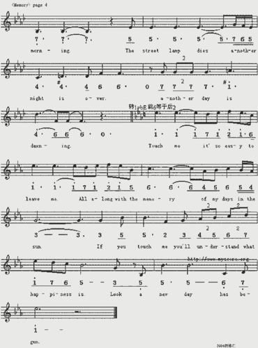 memory简谱.钢琴谱(分页)[音乐剧《猫》]