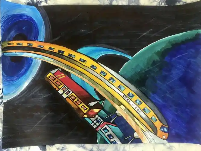 绘画组一等奖作品  c2004  黄意《星际火车——光年号》
