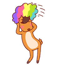 鹿跳舞彩虹头发gif动图_动态图_表情包下载_soogif