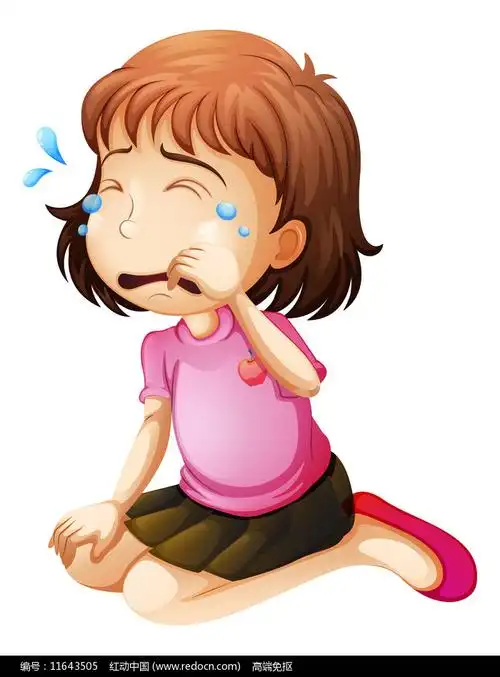 哭泣的小女孩卡通高清png免抠元素