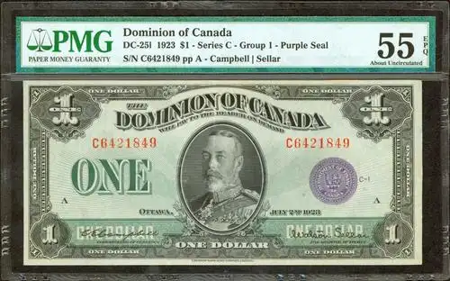 dominion of canada. 1 dollar, 1923. p-dc-251.