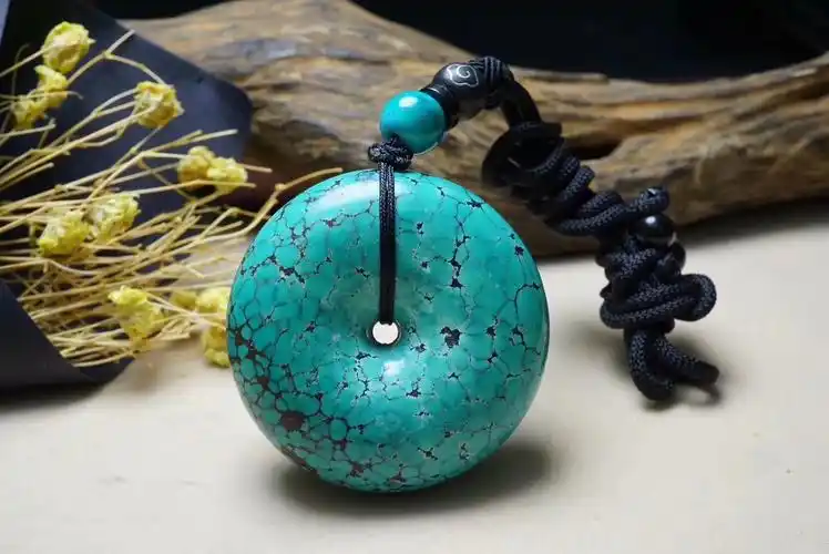 如心珠宝精品绿松石吊坠原矿高瓷绿花花平安扣项链 湖北一手货源