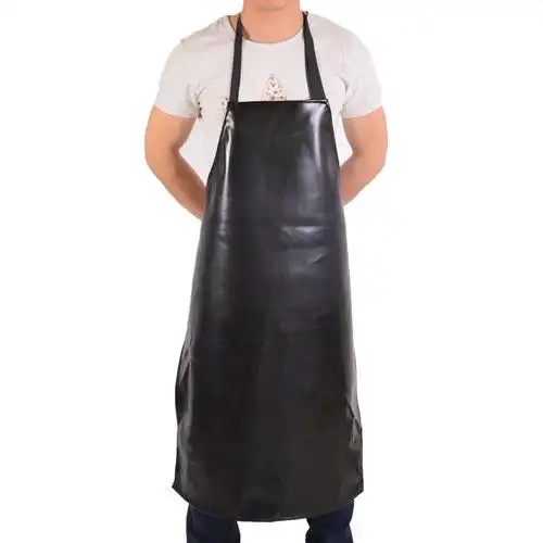 黑色皮革防水围裙 防水防油耐酸碱黑白围裙 pu劳保围裙皮罩衣