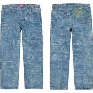 supreme checks embroidered jean 格纹刺绣直筒牛仔裤 20ss