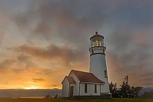 灯塔,夜光,岬角,州立公园,俄勒冈,美国