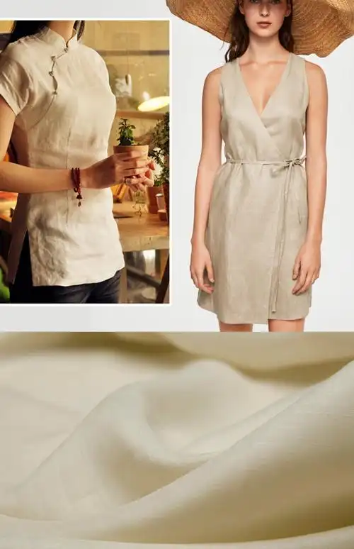 一米懒洋洋 夏麻 苎麻面料纯色薄款服装麻料麻布夏多色布料布艺