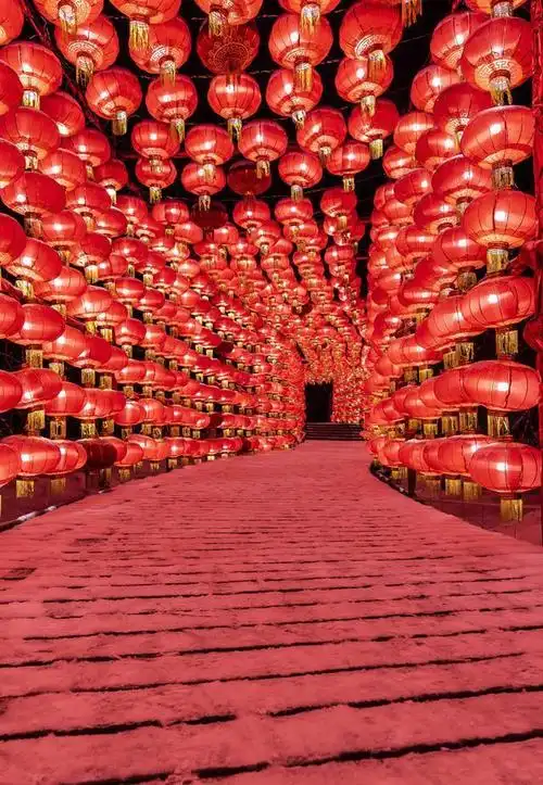 春节临近长春街头挂起了红灯笼美不胜收